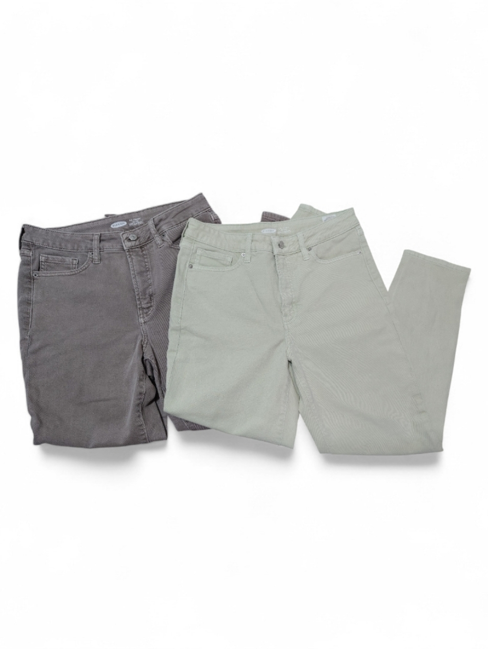 Old Navy Straight High Rise Jean Size 8 Lot 2 Secret Slim Pockets Lime & Taupe